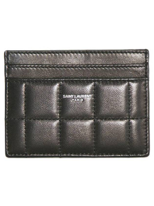 Logo Print Quilted Card Wallet Black - SAINT LAURENT - BALAAN 2