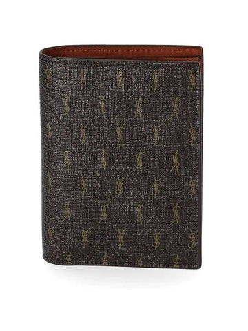 Monogram All Over Half Wallet Brown - SAINT LAURENT - BALAAN 1