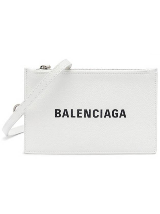 Cash Logo Strap Double Pouch Strap Card Wallet White - BALENCIAGA - BALAAN 3