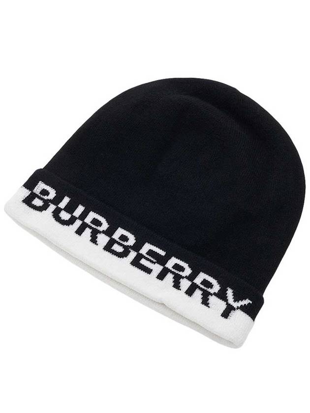 Cashmere Logo Beanie Black - BURBERRY - BALAAN 4