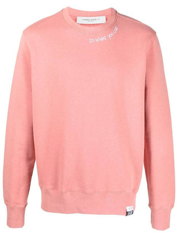 Round Neck Lettering Sweatshirt Pink - GOLDEN GOOSE - BALAAN.