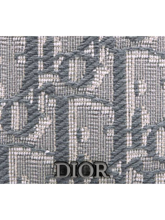 Saddle Magnetic Card Wallet Deep Gray Grain Calfskin - DIOR - BALAAN 4