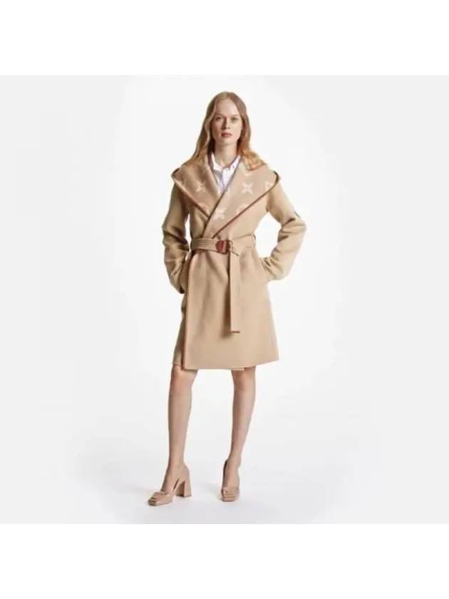 Belted Double Face Hooded Wrap Coat 1A99K3 - LOUIS VUITTON - BALAAN 1