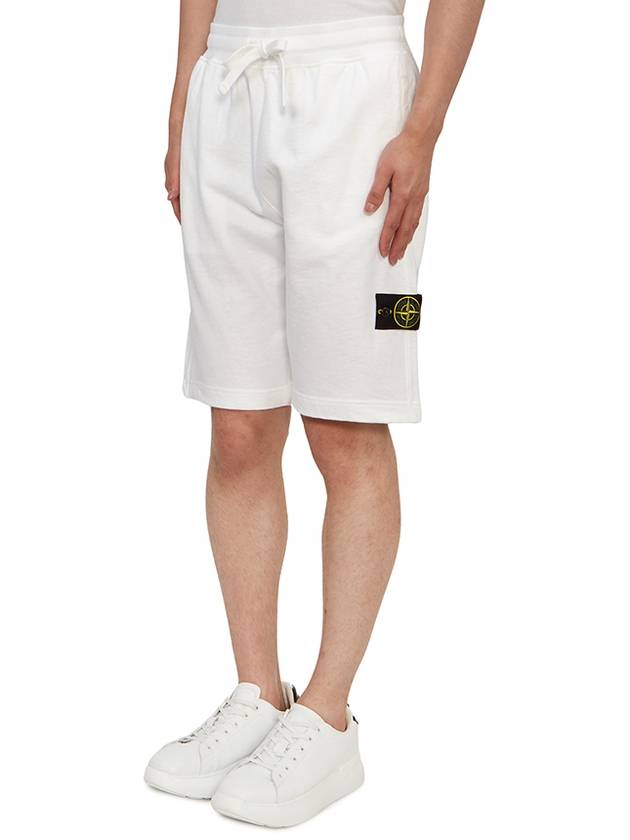 Compass Badge Cotton Track Shorts White - STONE ISLAND - BALAAN 3