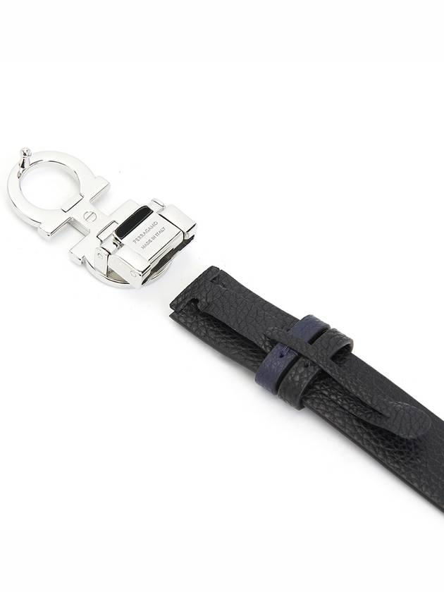 Reversible Gancini Leather Belt Black Blueberry - SALVATORE FERRAGAMO - BALAAN 6