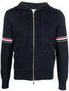 Cotton Milano Armband Zip Up Hoodie Navy - THOM BROWNE - BALAAN 2