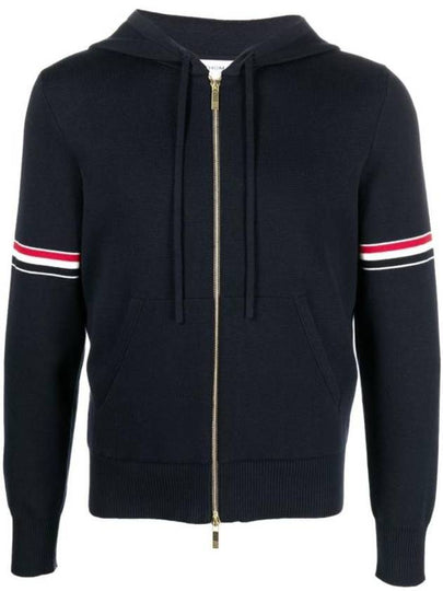 Cotton Milano Armband Zip Up Hoodie Navy - THOM BROWNE - BALAAN 2