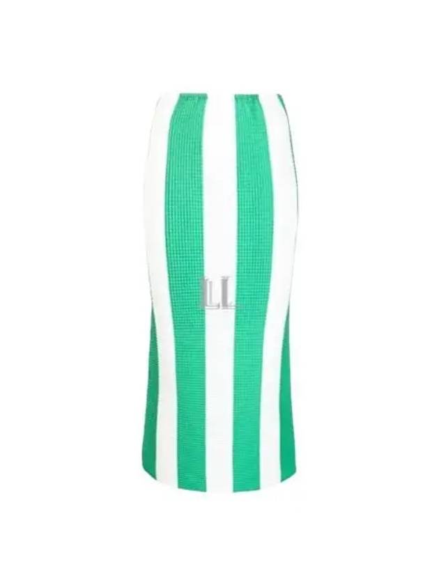 High Waist Stripe H-Line Skirt White Green - SUNNEI - BALAAN 2