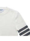 Milano Stitch Crewneck 4-Bar Cotton Crepe Knit Top White - THOM BROWNE - BALAAN 5