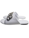 Women's Silver BB Logo Slippers White - BALENCIAGA - BALAAN.