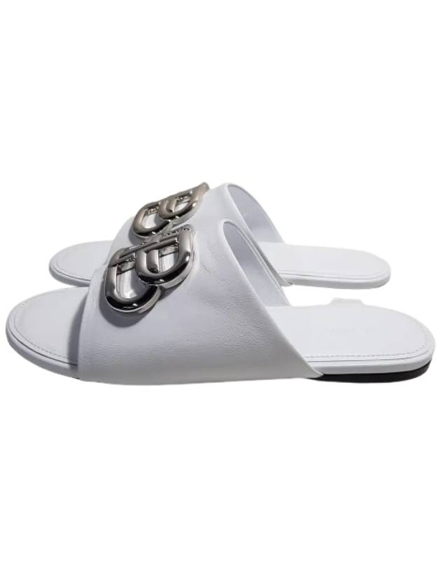 Silver BB Logo Slippers White - BALENCIAGA - BALAAN 3