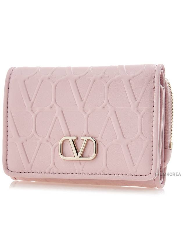 Twill Iconograph Half Wallet Rose - VALENTINO - BALAAN 3