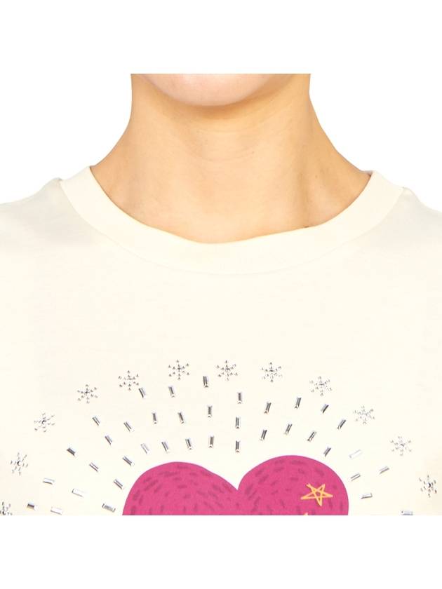 Cinema Heart Motif Cotton Short Sleeve T-Shirt Ivory - MAX MARA - BALAAN 6