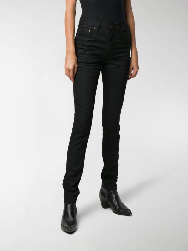 Mid Rise Cotton Skinny Jeans Black - SAINT LAURENT - BALAAN 7