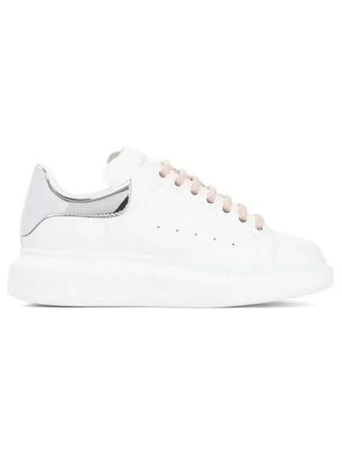 Women's Oversized Leather Low Top Sneakers White Silver - ALEXANDER MCQUEEN - BALAAN 1