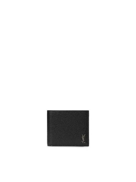 Tiny Cassandre East West Leather Half Wallet Black - SAINT LAURENT - BALAAN 2