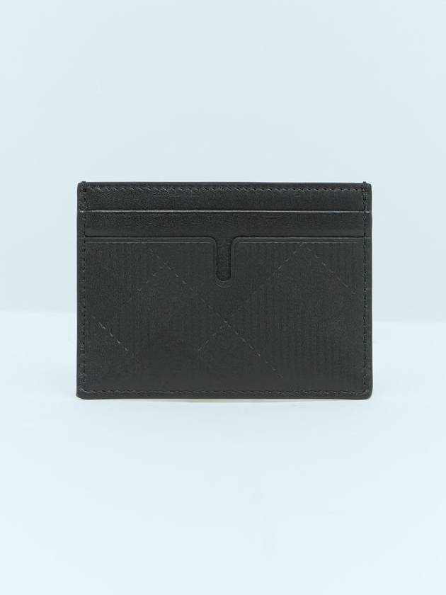 Checked Leather Card Wallet Black - BURBERRY - BALAAN 1