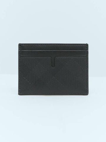 Checked Leather Card Wallet Black - BURBERRY - BALAAN 1