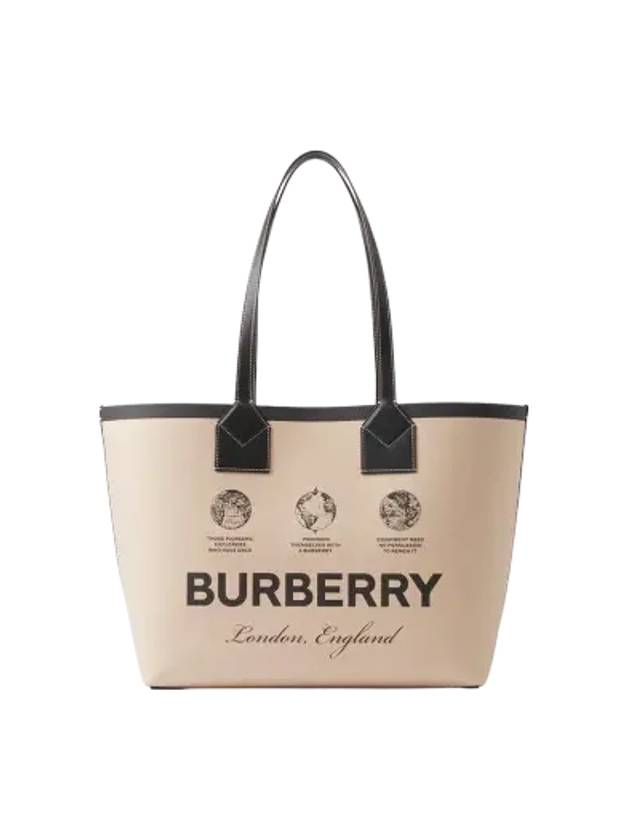 Label Print Medium London Cotton Tote Bag Beige - BURBERRY - BALAAN 3