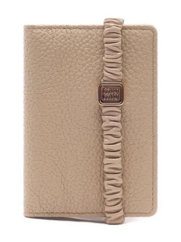 Logo Plaque Half Wallet Beige - MIU MIU - BALAAN 1