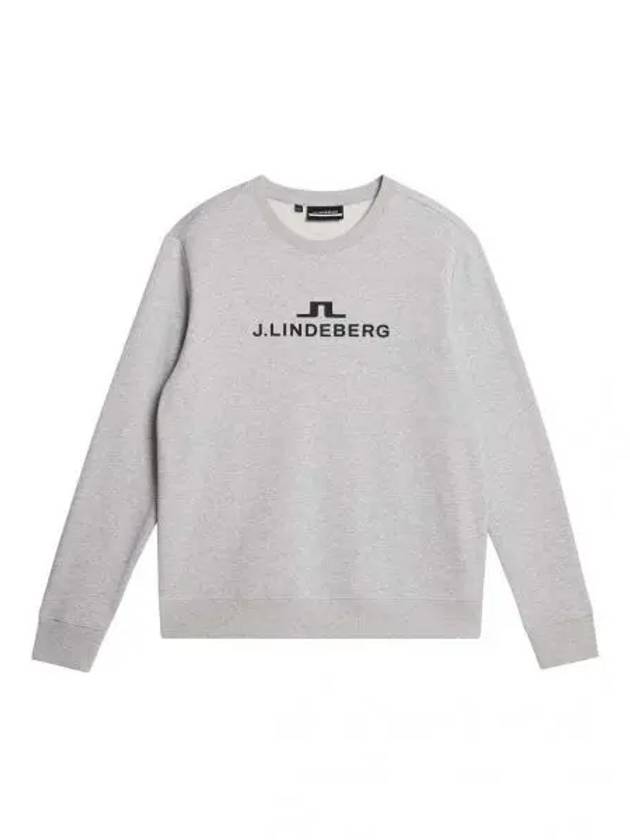 Men's Alpha Crew Neck Hoodie Light Grey Melange - J.LINDEBERG - BALAAN 1