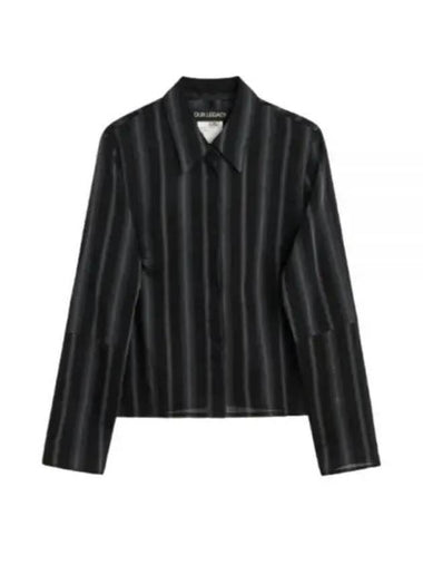 Auto Stripe Sheer Cotton Silk Shirt Black - OUR LEGACY - BALAAN 1