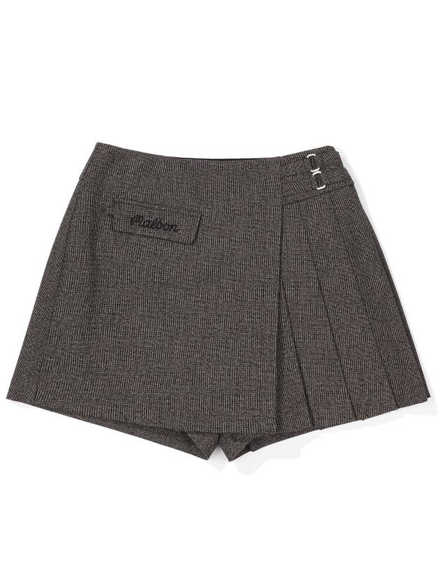 Check Wrap Skirt Shorts BROWN WOMAN - MALBON GOLF - BALAAN 1