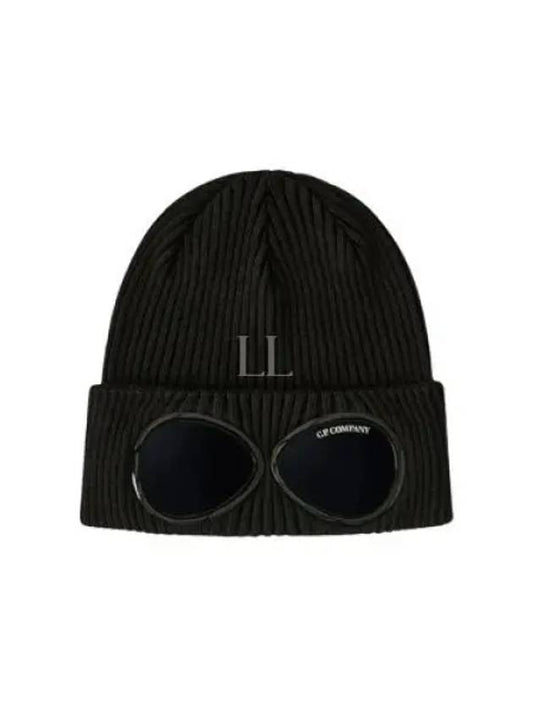 Goggle Detail Ribbed Beanie Black - CP COMPANY - BALAAN 2