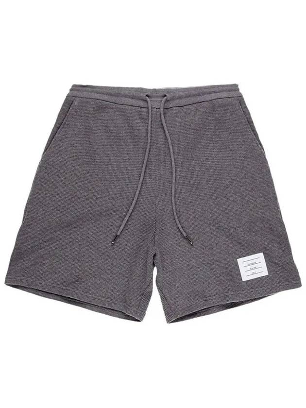 Men's Textured Cotton Shorts Grey - THOM BROWNE - BALAAN 3