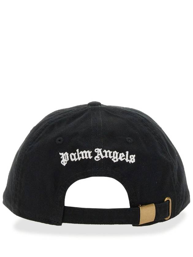 Embroidered Monogram Base Ball Cap Black - PALM ANGELS - BALAAN 3