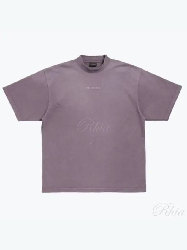 Logo Print Short Sleeve T-Shirt Purple - BALENCIAGA - BALAAN 2