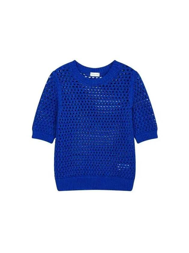 Women s Heavy Mesh Crew Neck Knit Blue - DRIES VAN NOTEN - BALAAN 1