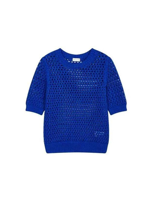 Women s Heavy Mesh Crew Neck Knit Blue - DRIES VAN NOTEN - BALAAN 1