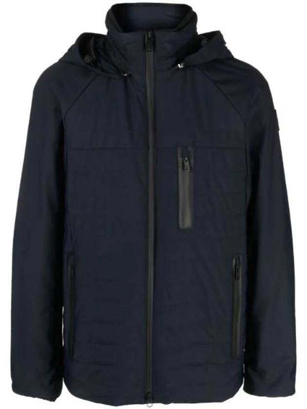 Brunswick Logo Quilted Hooded Jacket Navy - MOOSE KNUCKLES - BALAAN 1