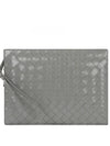 Intrecciato Brushed Strap Clutch Bag Light Grey - BOTTEGA VENETA - BALAAN 2