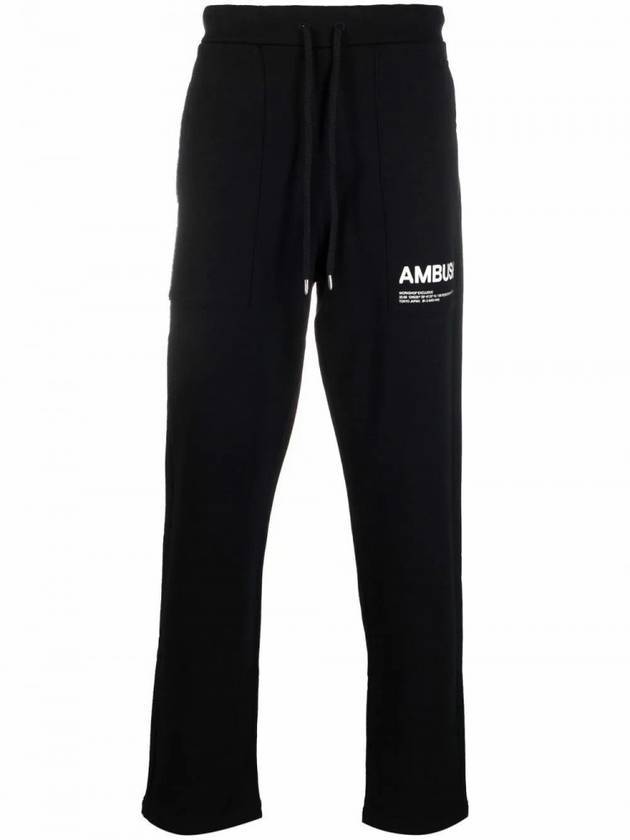 Men's Logo Workshop Fleece Track Pants Black - AMBUSH - BALAAN.