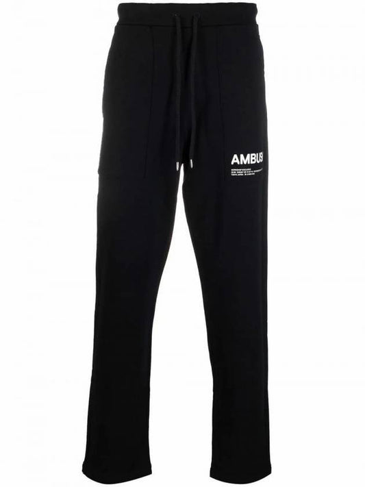 Men's Logo Workshop Fleece Track Pants Black - AMBUSH - BALAAN.