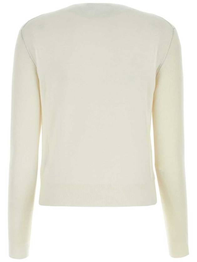 Logo Cashmere Blend Knit Top White - FENDI - BALAAN 3