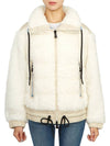 Women's Grenoble Teddy Logo Patch Shearling Coat White - MONCLER - BALAAN 3