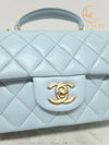 Used luxury goods Lewis It Sky blue classic new mini top handle lambskin flap bag - CHANEL - BALAAN 4