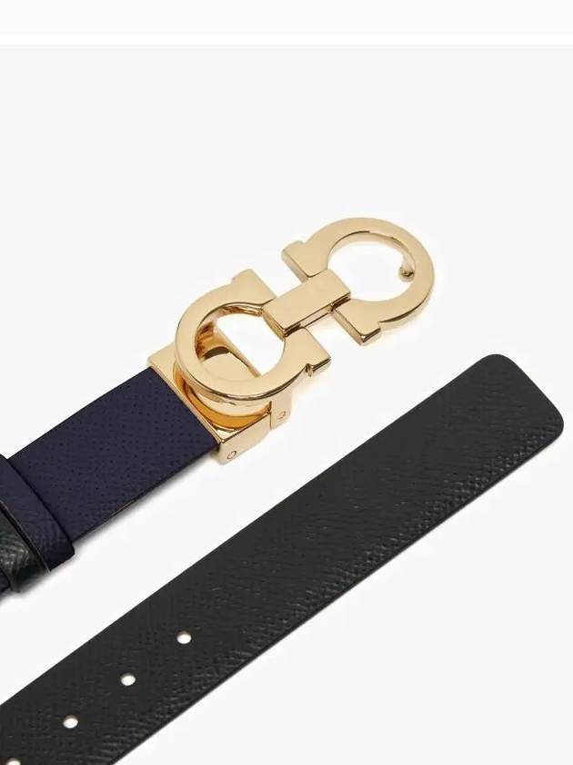 Reversible Gancini Leather Belt Black Navy - SALVATORE FERRAGAMO - BALAAN 4