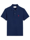 BFUPL001 760 430 Heart Logo Embroidered Polo T Shirt Blue Nude TJ - AMI - BALAAN 1