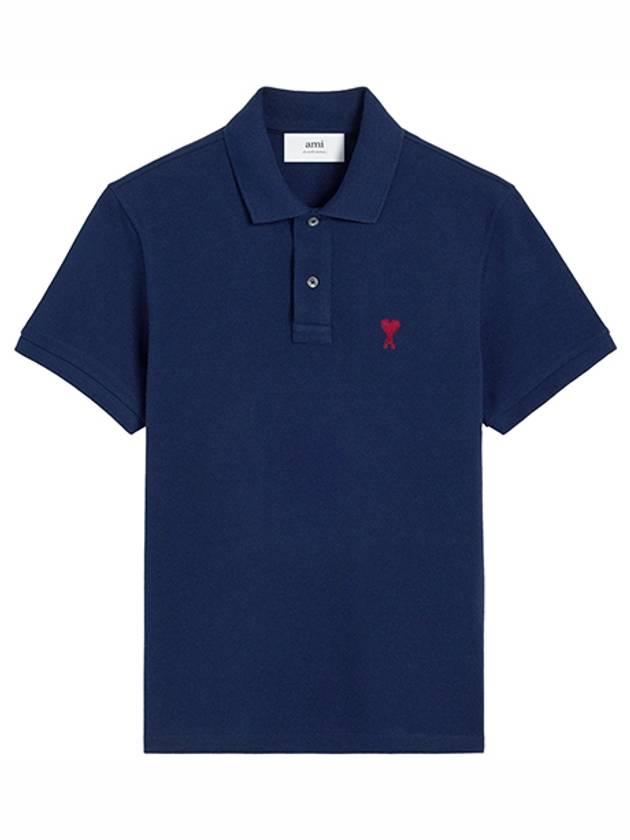 BFUPL001 760 430 Heart Logo Embroidered Polo T Shirt Blue Nude TJ - AMI - BALAAN 1