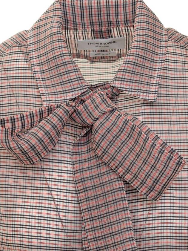 Women's Check Pattern Bow Blouse - THOM BROWNE - BALAAN 5