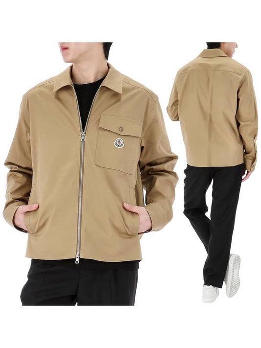 Gabardine Logo Pocket Zip Up Jacket Beige - MONCLER - BALAAN 2