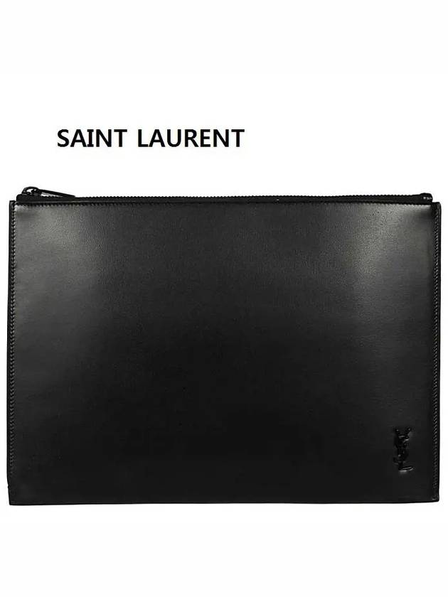 Tiny Monogram Medium Clutch Bag Black - SAINT LAURENT - BALAAN 8