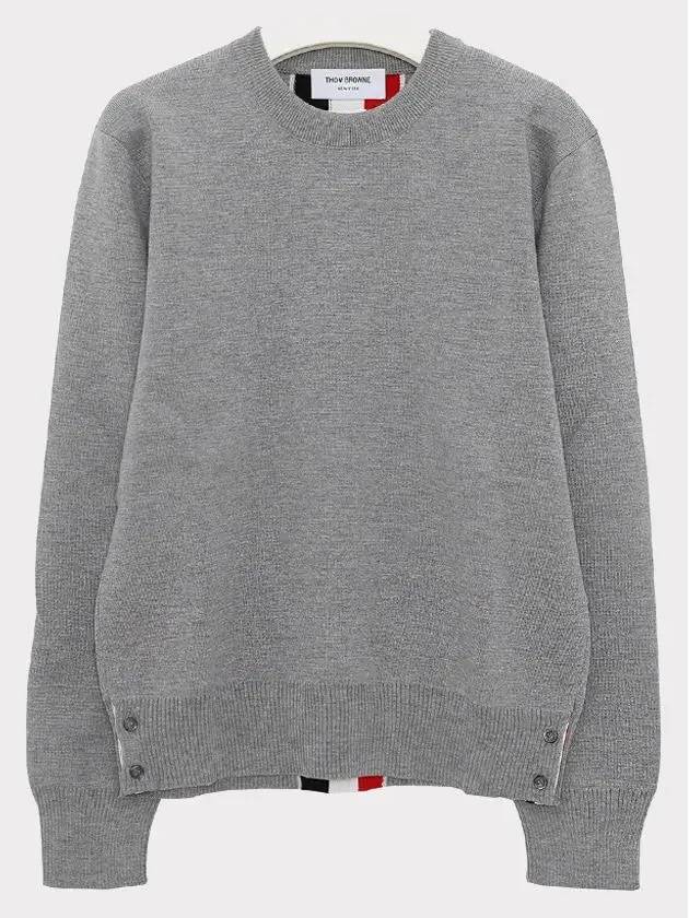 Center Back Striped Stitch Merino Wool Knit Top Grey - THOM BROWNE - BALAAN 4