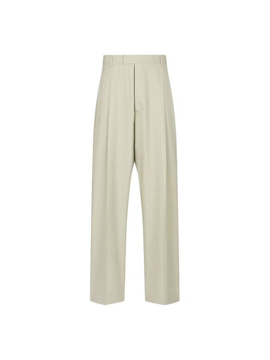 Beige Silk Cotton Pleated Pants 413C102A6002 C610 - DIOR - BALAAN 1