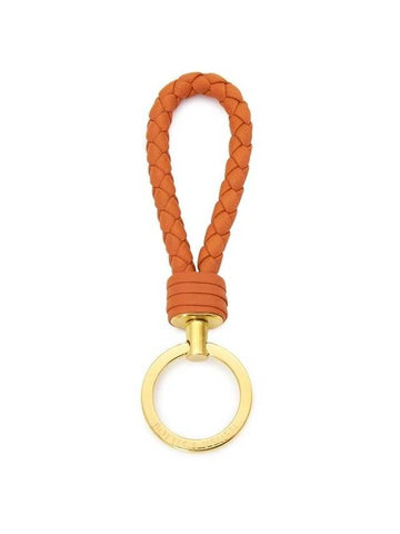 Intrecciato Leather Key Holder Orange - BOTTEGA VENETA - BALAAN 1