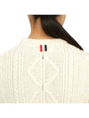 4 Bar Aran Cable Merino Crew Neck Pullover Knit Top White - THOM BROWNE - BALAAN 8